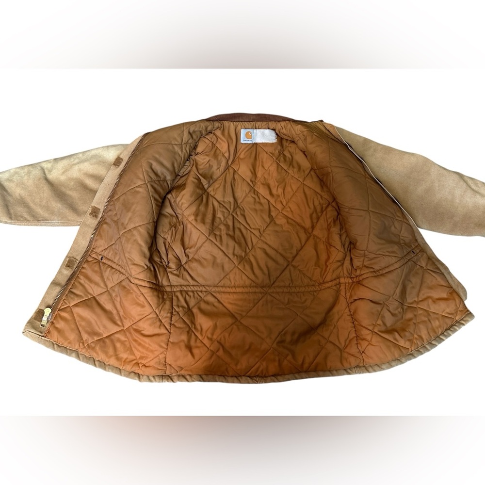 Carhartt Vintage 90s Arctic Quilt Lined Duck Jacket Tan Distressed Men’s Medium - Picture 10 of 10